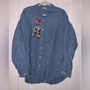 Vintage Warner Bros Studio Store Looney Tunes Embroidered Long Sleeve Shirt